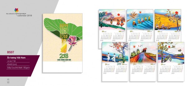 Lịch lò xo 7 tờ 2018 - BS07 Lịch lò xo 7 tờ 2018 - BS07