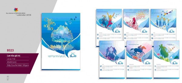 Lịch lò xo 7 tờ 2018 - BS23 Lịch lò xo 7 tờ 2018 - BS23