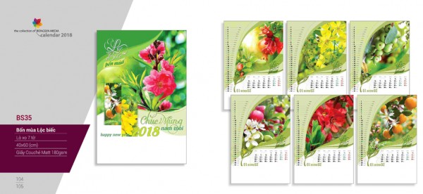 Lịch lò xo 7 tờ 2018 - BS35 Lịch lò xo 7 tờ 2018 - BS35