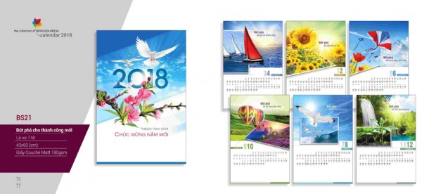 Lịch lò xo 7 tờ 2018 - BS21 Lịch lò xo 7 tờ 2018 - BS21
