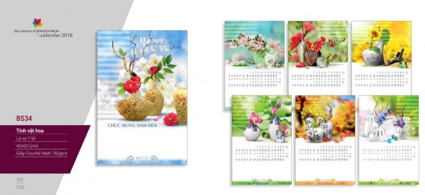 Lịch lò xo 7 tờ 2018 - BS34 Lịch lò xo 7 tờ 2018 - BS34