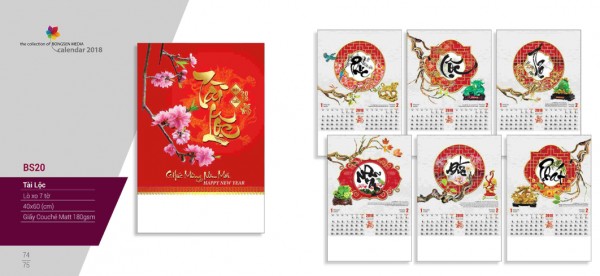Lịch lò xo 7 tờ 2018 - BS20 Lịch lò xo 7 tờ 2018 - BS20