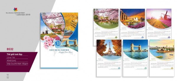Lịch lò xo 7 tờ 2018 - BS32 Lịch lò xo 7 tờ 2018 - BS32