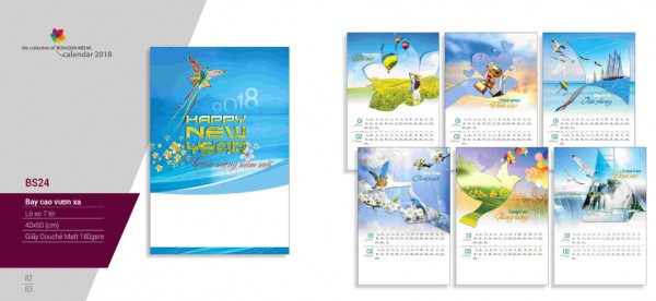 Lịch lò xo 7 tờ 2018 - BS24 Lịch lò xo 7 tờ 2018 - BS24