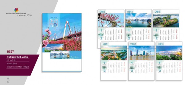 Lịch lò xo 7 tờ 2018 - BS27 Lịch lò xo 7 tờ 2018 - BS27