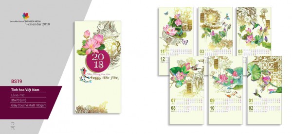 Lịch lò xo 7 tờ 2018 - BS19 Lịch lò xo 7 tờ 2018 - BS19
